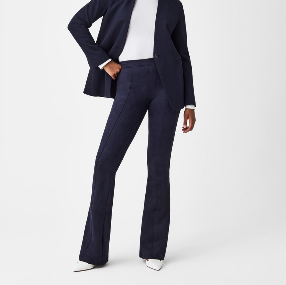 Spanx Faux Suede Navy Flared Pant NWT